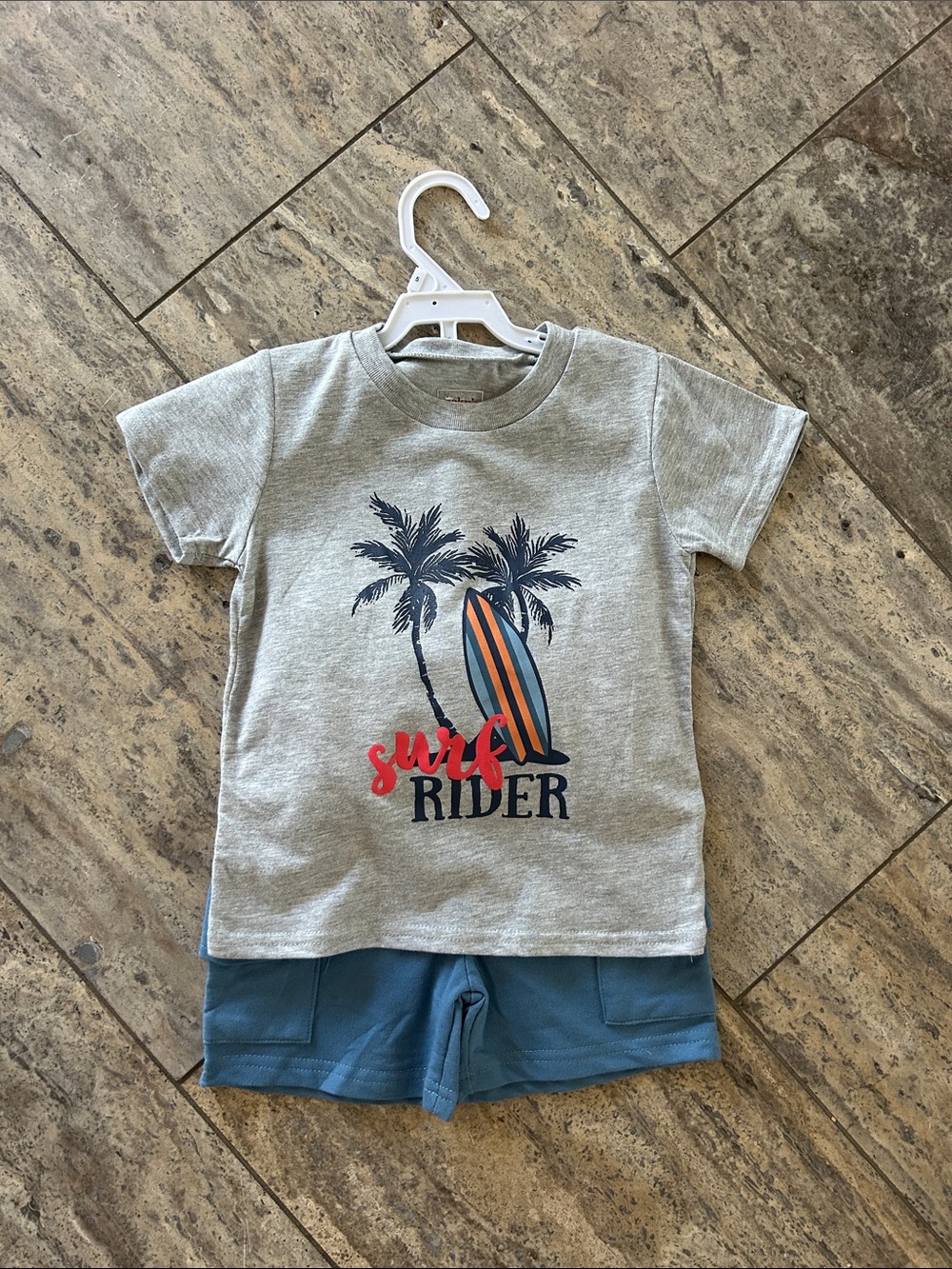 Surf Rider Grey & Blue Kids Matching Set